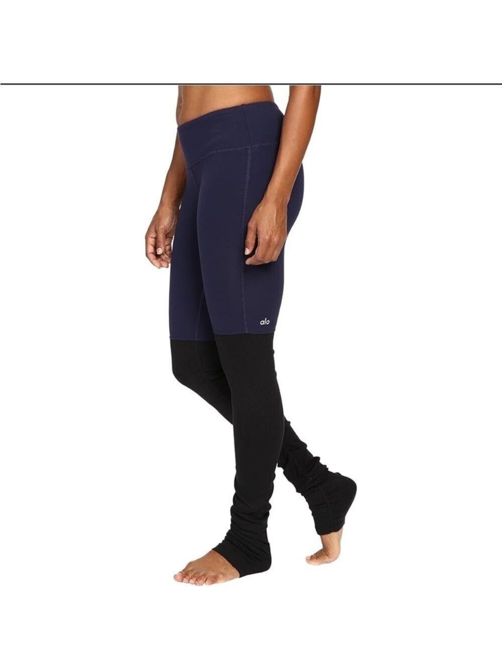 ALO Yoga Goddess Ribbed Leggings in Navy and Black Size S